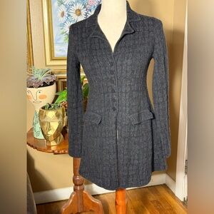 Eileen Fisher Wool Blend Tailored Cardigan Sweater Size XS Petite Grey